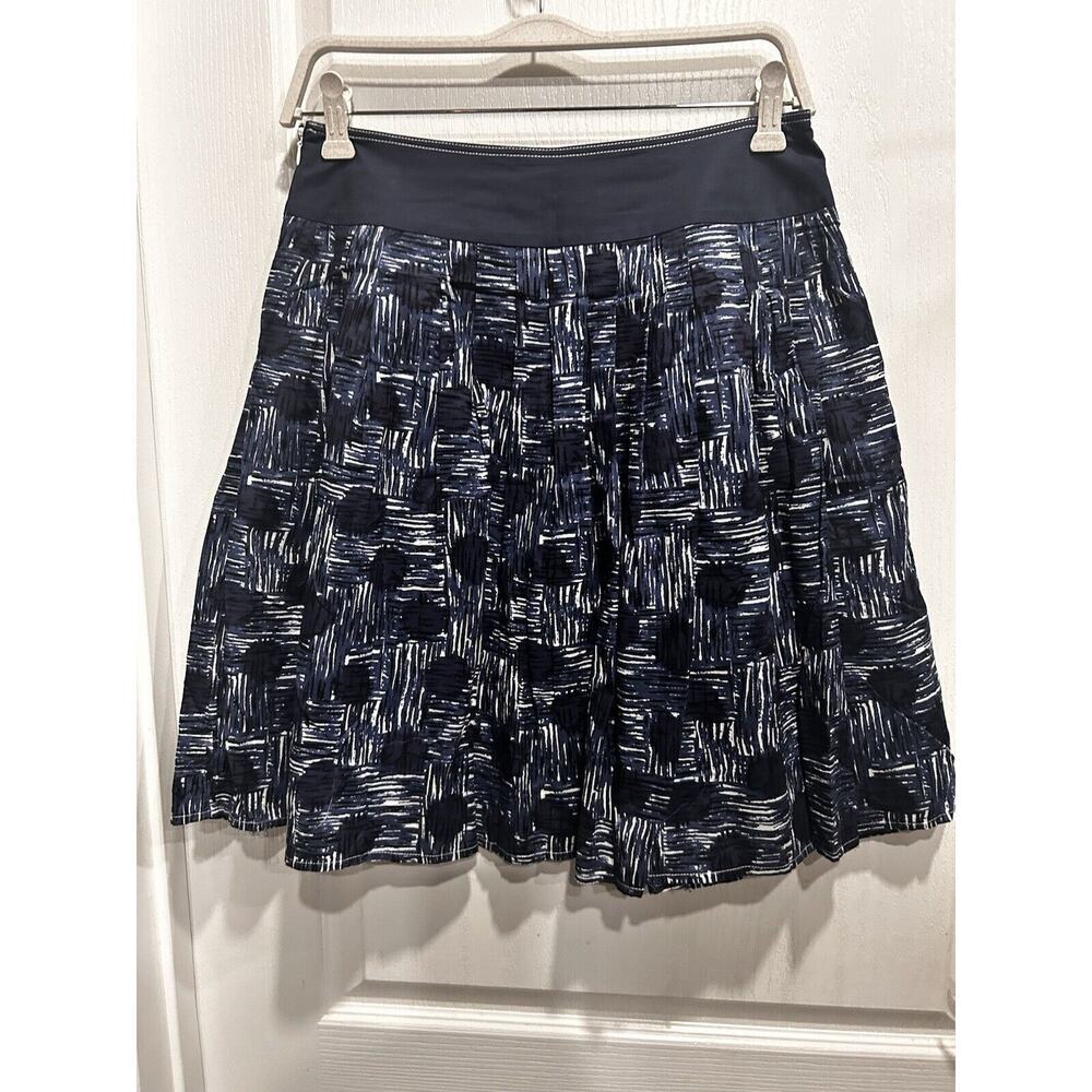 Lilly Pulitzer Sz Large Blue White Nautical Print Academia Cotton Skirt Pockets - Picture 2 of 9